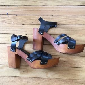 Chunky platform sandals with woven straps